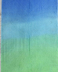 Light Green & Blue Shaded Munga Silk Bandhani Saree - SindhoiPatolaArt