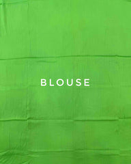 Light Green & Blue Shaded Munga Silk Bandhani Saree - SindhoiPatolaArt