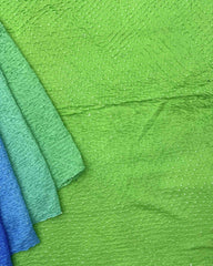 Light Green & Blue Shaded Munga Silk Bandhani Saree - SindhoiPatolaArt