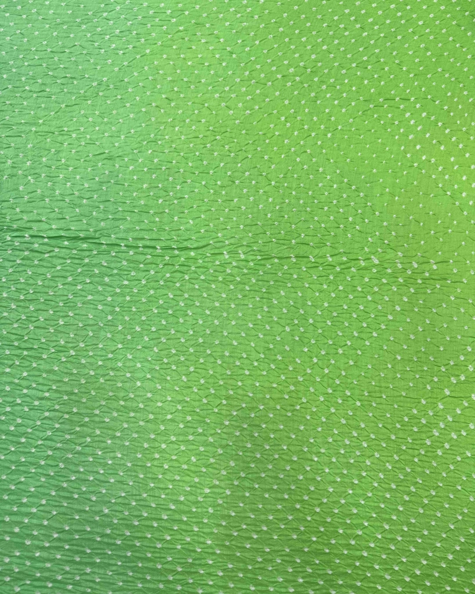 Light Green & Blue Shaded Munga Silk Bandhani Saree - SindhoiPatolaArt