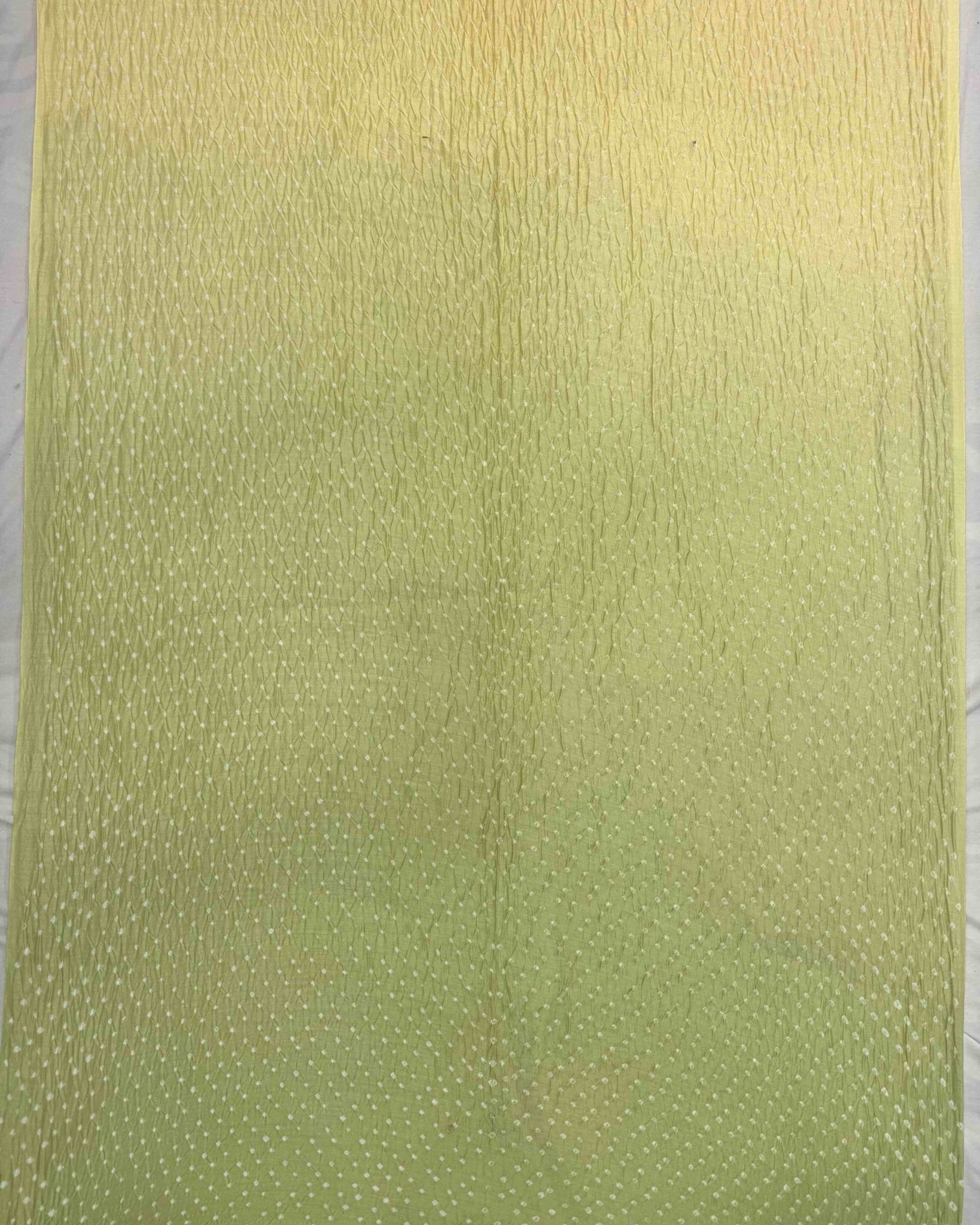 Light Green & Light Pink Shaded Munga Silk Bandhani Saree - SindhoiPatolaArt