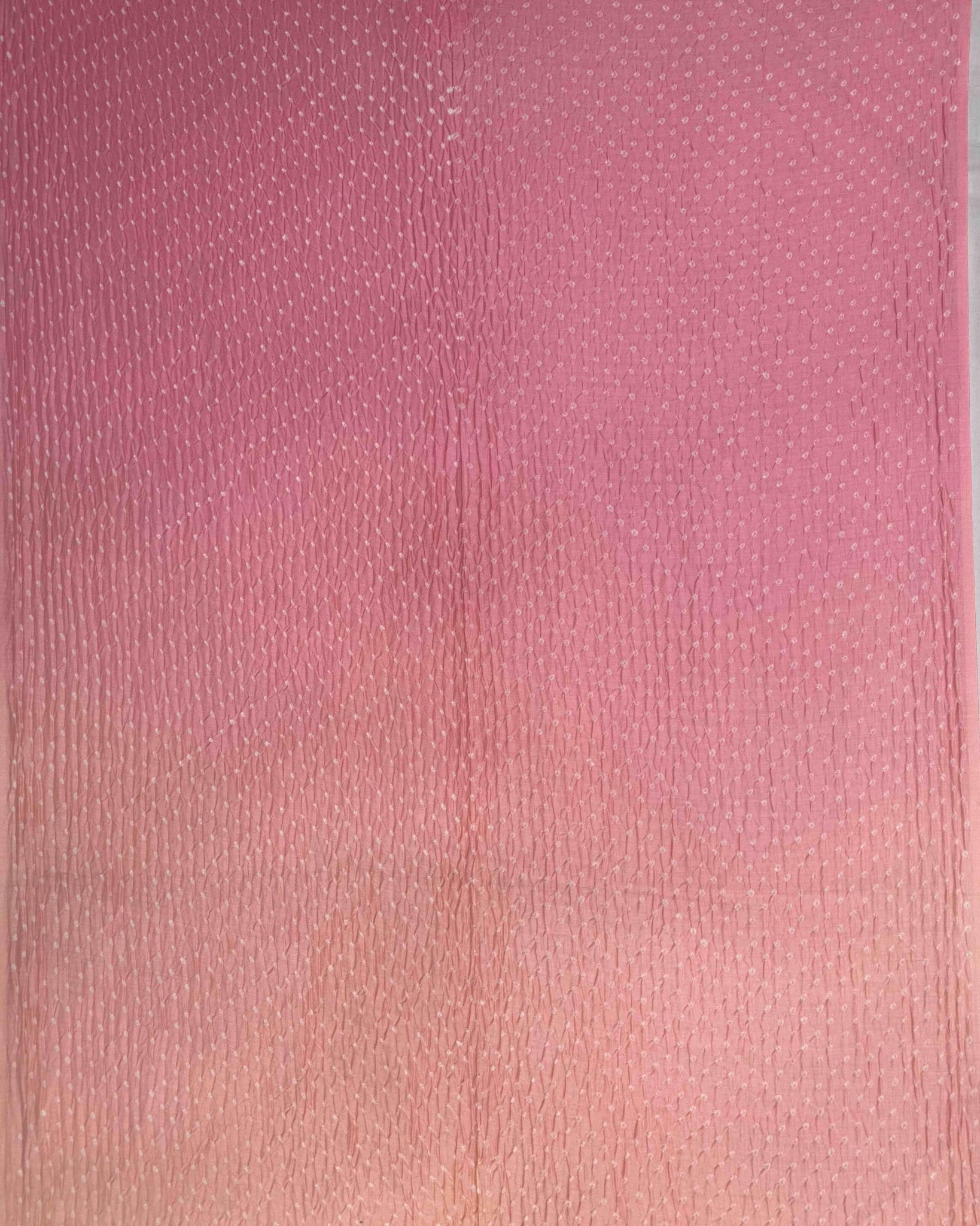 Light Green & Light Pink Shaded Munga Silk Bandhani Saree - SindhoiPatolaArt