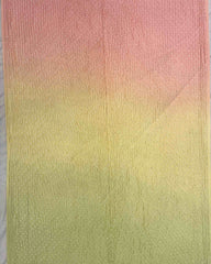 Light Green & Light Pink Shaded Munga Silk Bandhani Saree - SindhoiPatolaArt