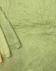 Light Green & Light Pink Shaded Munga Silk Bandhani Saree - SindhoiPatolaArt