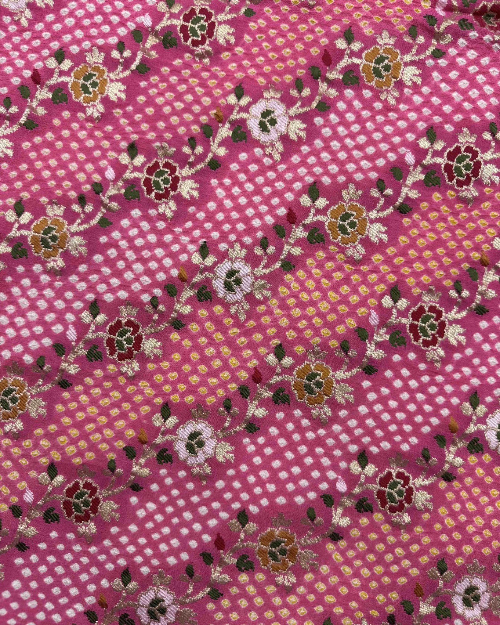 Light Pink Georgette Khaddi Bandhani Saree - SindhoiPatolaArt