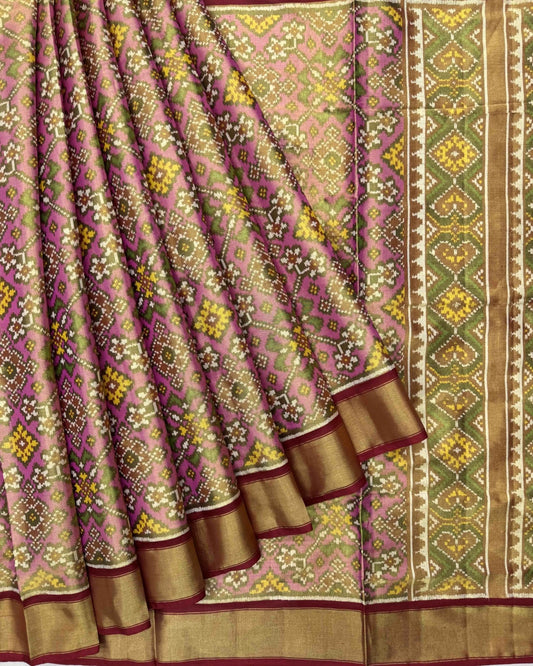 Light Pink Navratan Tissue Patola Saree - SindhoiPatolaArt