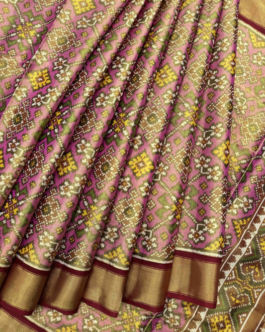 Light Pink Navratan Tissue Patola Saree - SindhoiPatolaArt