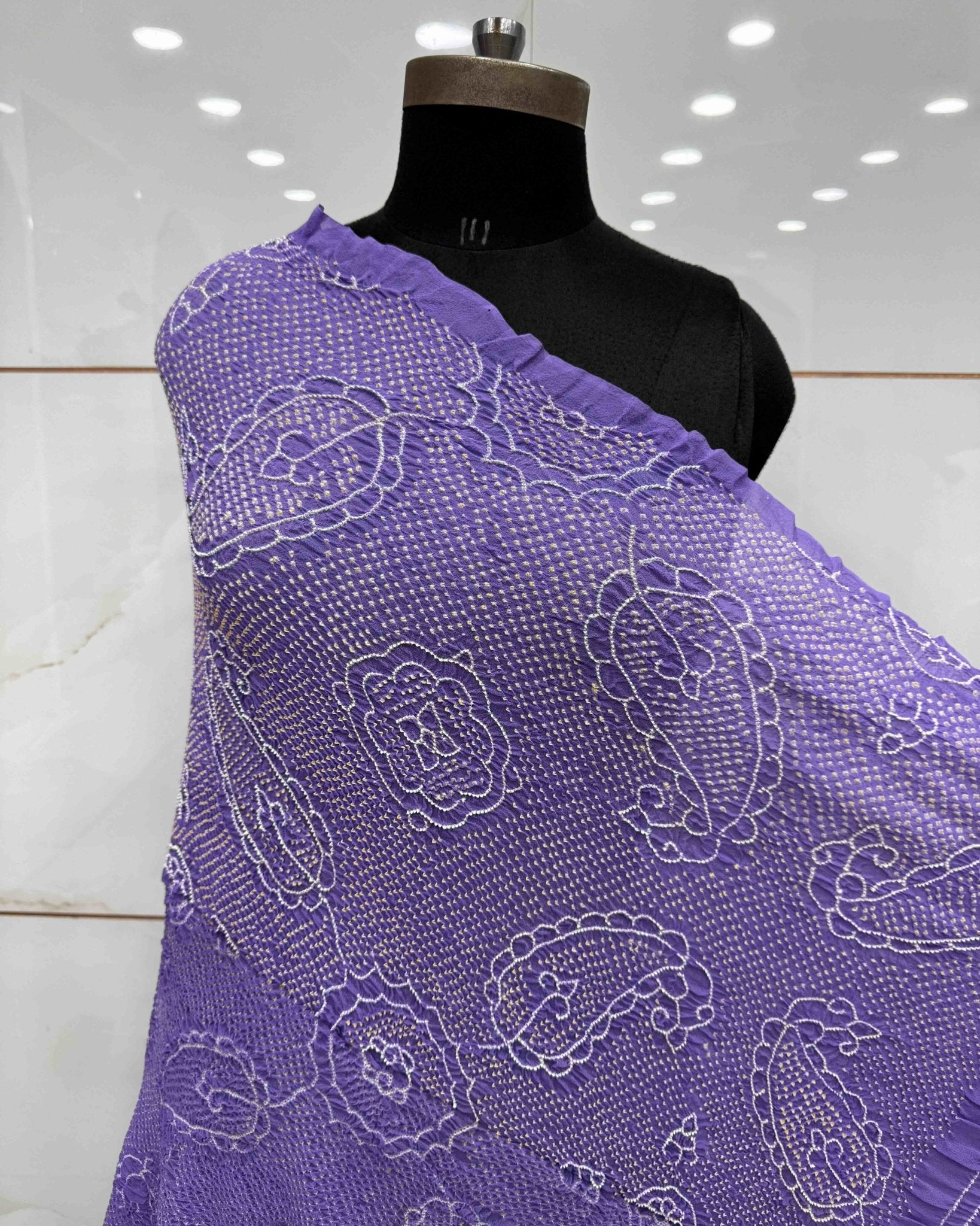 Light Purple Georgette Bandhani Dupatta - SindhoiPatolaArt