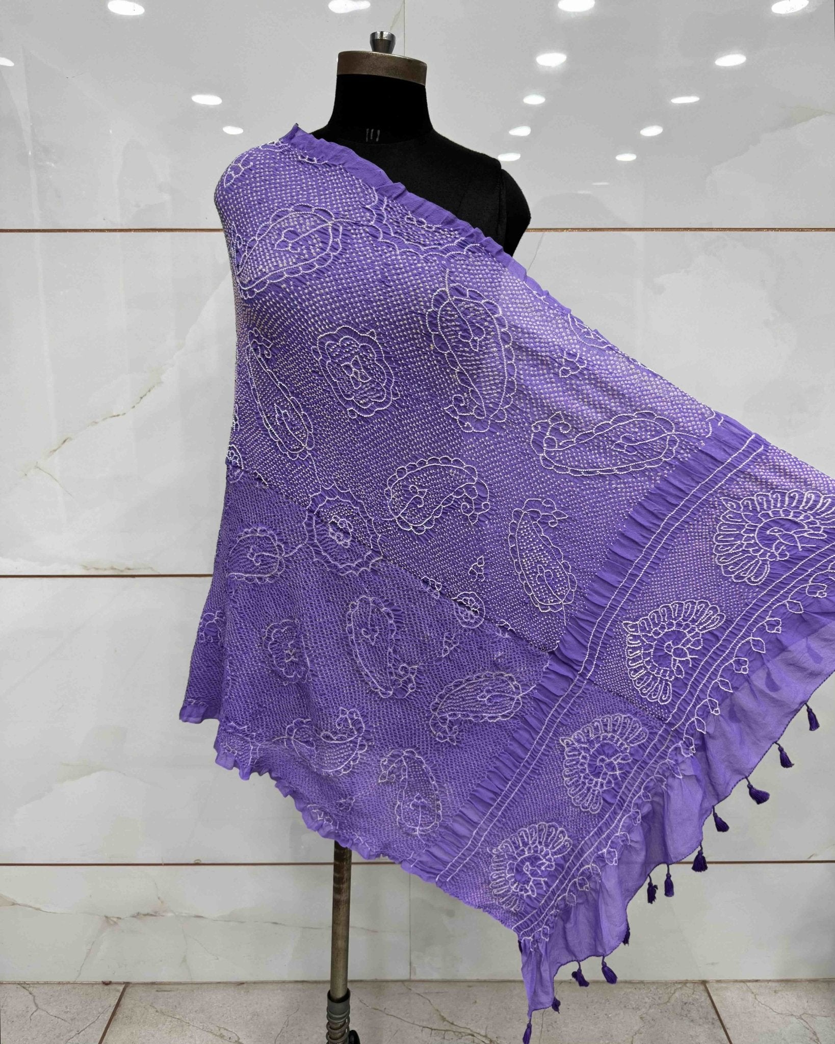 Light Purple Georgette Bandhani Dupatta - SindhoiPatolaArt