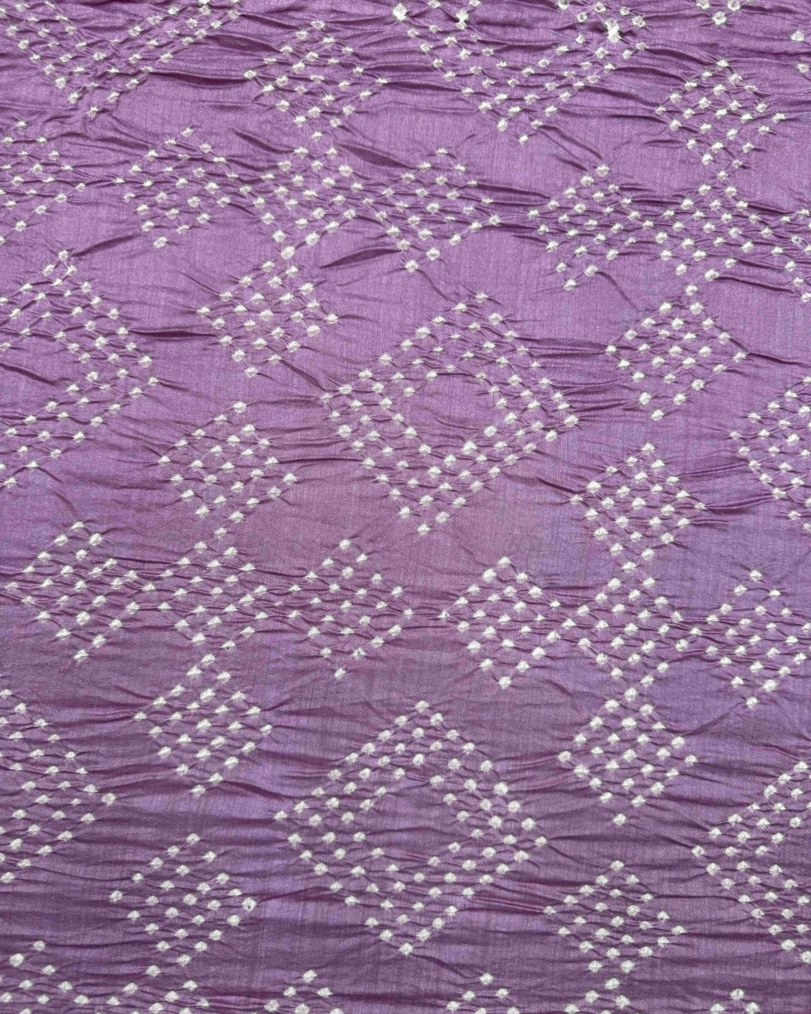 Light Purple Tussar Silk Bandhani Saree - SindhoiPatolaArt