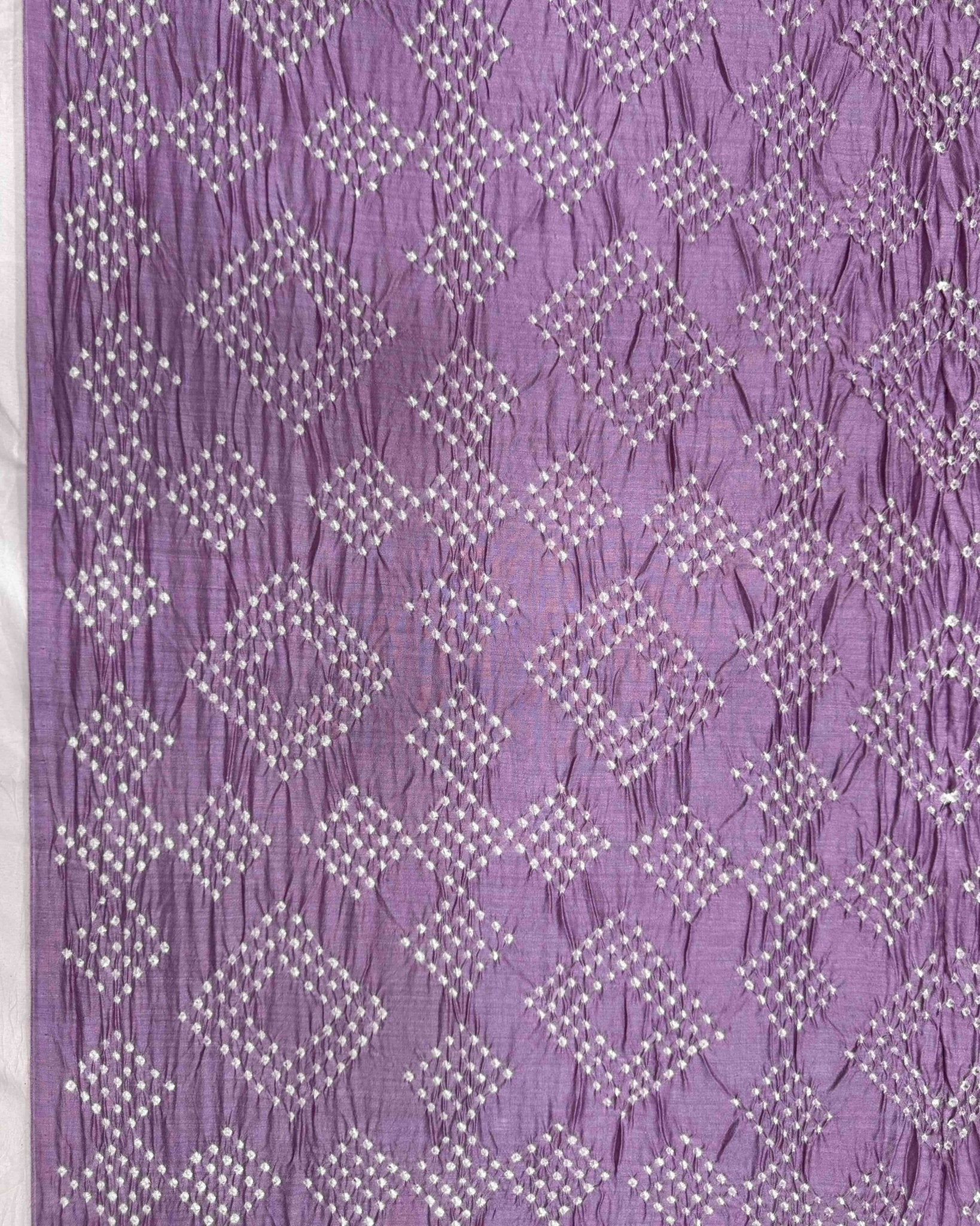 Light Purple Tussar Silk Bandhani Saree - SindhoiPatolaArt