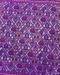 Magenta Purple & Purplish White Narikunj Semi Double Ikat Patola Saree - SindhoiPatolaArt