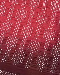 Maroon & Crimson Red Chiniya Bandhani Saree - SindhoiPatolaArt