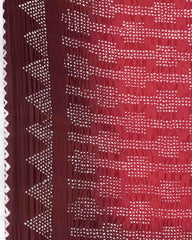 Maroon & Crimson Red Chiniya Bandhani Saree - SindhoiPatolaArt