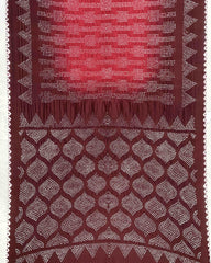 Maroon & Crimson Red Chiniya Bandhani Saree - SindhoiPatolaArt