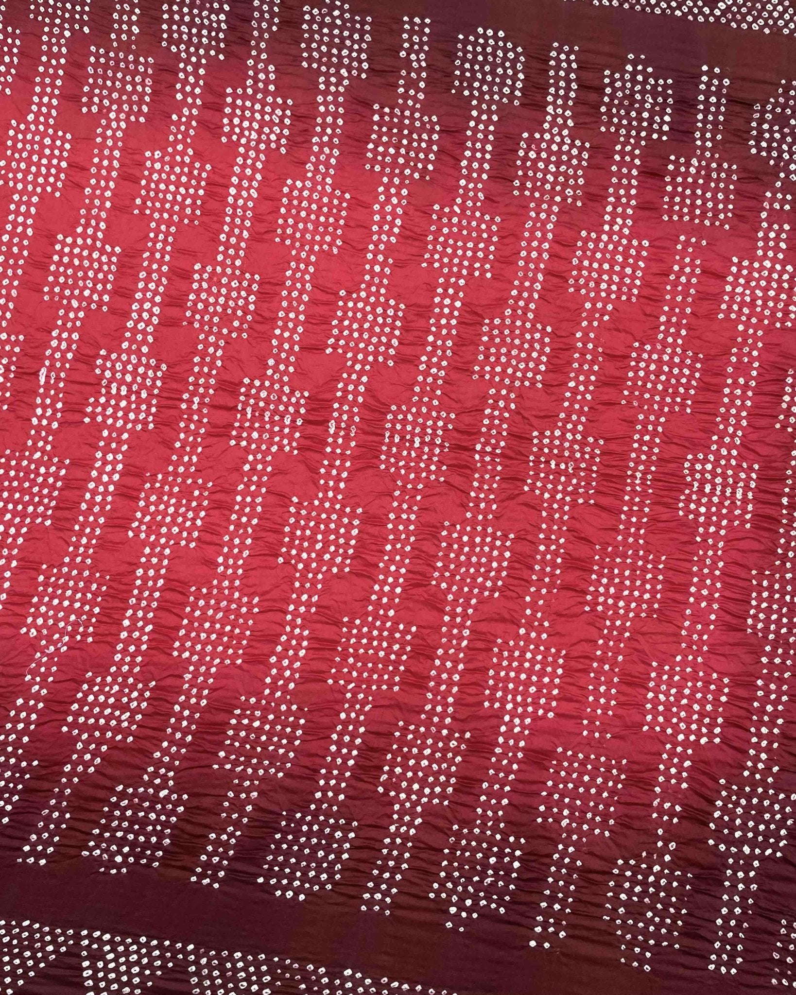 Maroon & Crimson Red Chiniya Bandhani Saree - SindhoiPatolaArt
