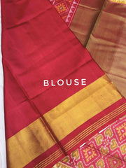 Maroon & Green Skirt border Rajkot Patola Saree - SindhoiPatolaArt