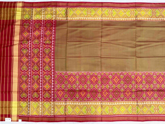 Maroon & Green Skirt border Rajkot Patola Saree - SindhoiPatolaArt