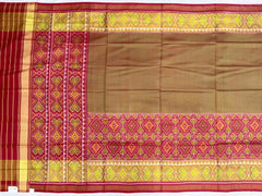 Maroon & Green Skirt border Rajkot Patola Saree - SindhoiPatolaArt