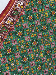 Maroon Green traditional Navratan Patan Patola - SindhoiPatolaArt