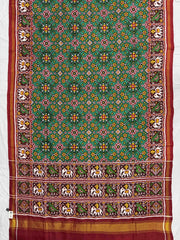 Maroon Green traditional Navratan Patan Patola - SindhoiPatolaArt