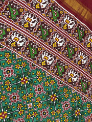 Maroon Green traditional Navratan Patan Patola - SindhoiPatolaArt