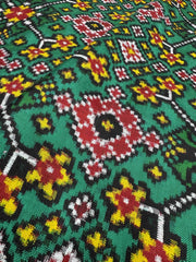 Maroon Green traditional Navratan Patan Patola - SindhoiPatolaArt