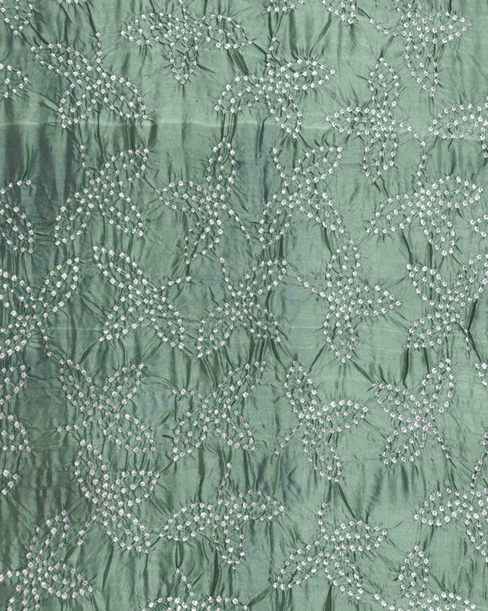 Maroon & Greyish Green Bandhani Patola Dupatta - SindhoiPatolaArt