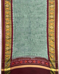 Maroon & Greyish Green Bandhani Patola Dupatta - SindhoiPatolaArt