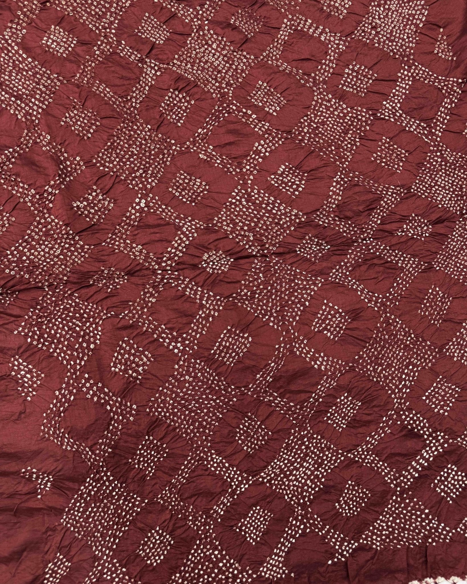 Maroon & Light Brown Picchwai Bandhani Saree - SindhoiPatolaArt