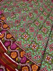 Maroon & Light green navaratan Patan Patola - SindhoiPatolaArt