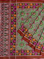 Maroon & Light green navaratan Patan Patola - SindhoiPatolaArt