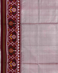 Maroon & Light Onion Plain Double Ikat Patola Dupatta - SindhoiPatolaArt