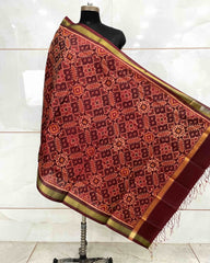 Maroon Manekchowk Patola Dupatta - SindhoiPatolaArt