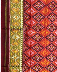 Maroon & Orange Panchanda Designer Patola Saree - SindhoiPatolaArt