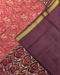 Maroon & Red Narikunj Patola Saree - SindhoiPatolaArt