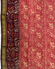Maroon & Red Narikunj Patola Saree - SindhoiPatolaArt