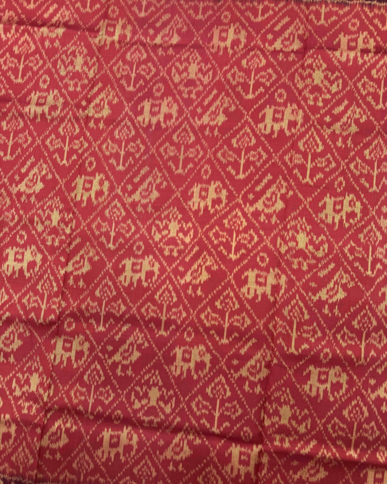 Maroon & Red Narikunj Patola Saree - SindhoiPatolaArt