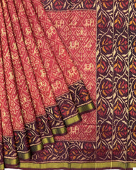 Maroon & Red Narikunj Patola Saree - SindhoiPatolaArt