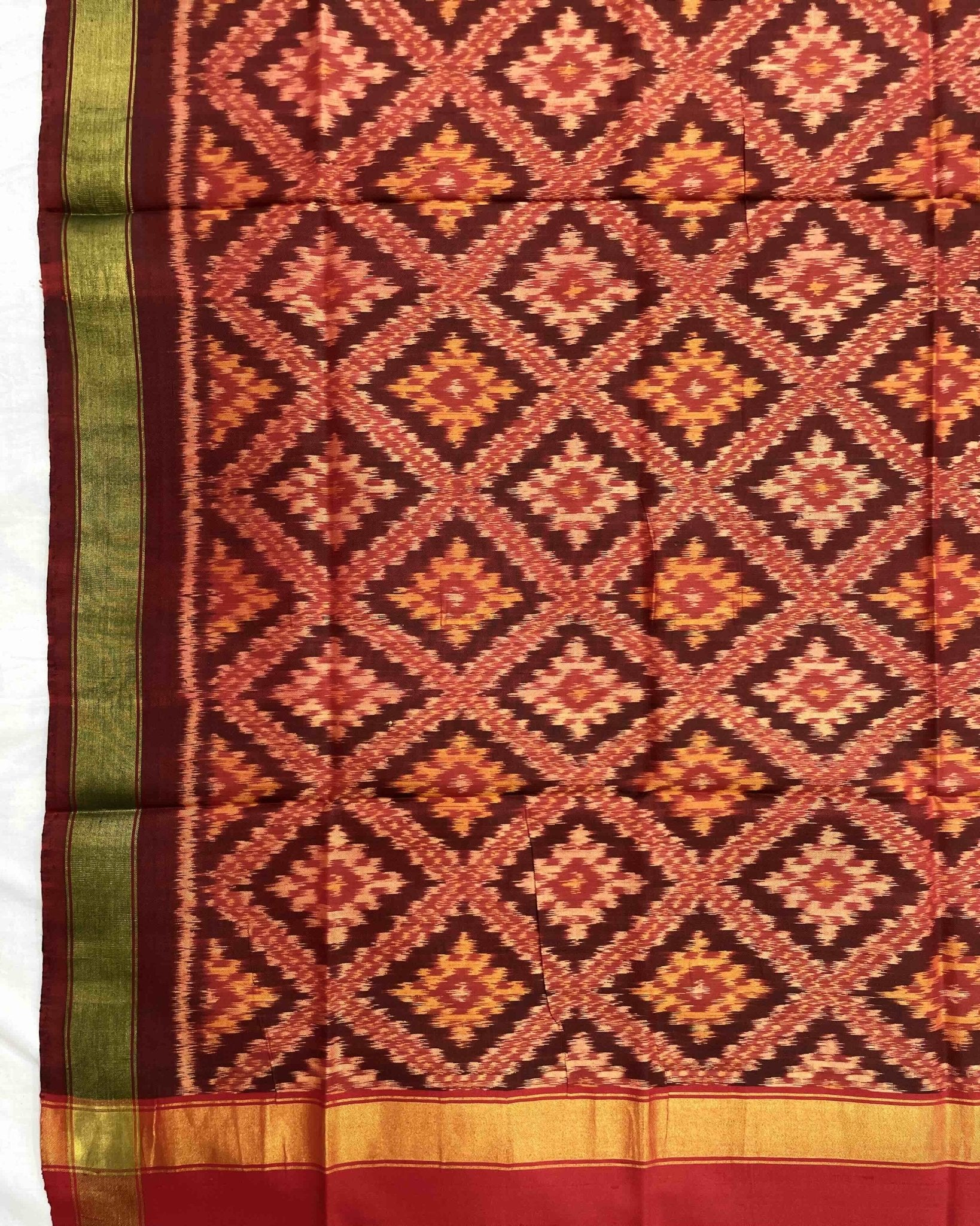 Maroon Red Panchanda Patola Dupatta - SindhoiPatolaArt