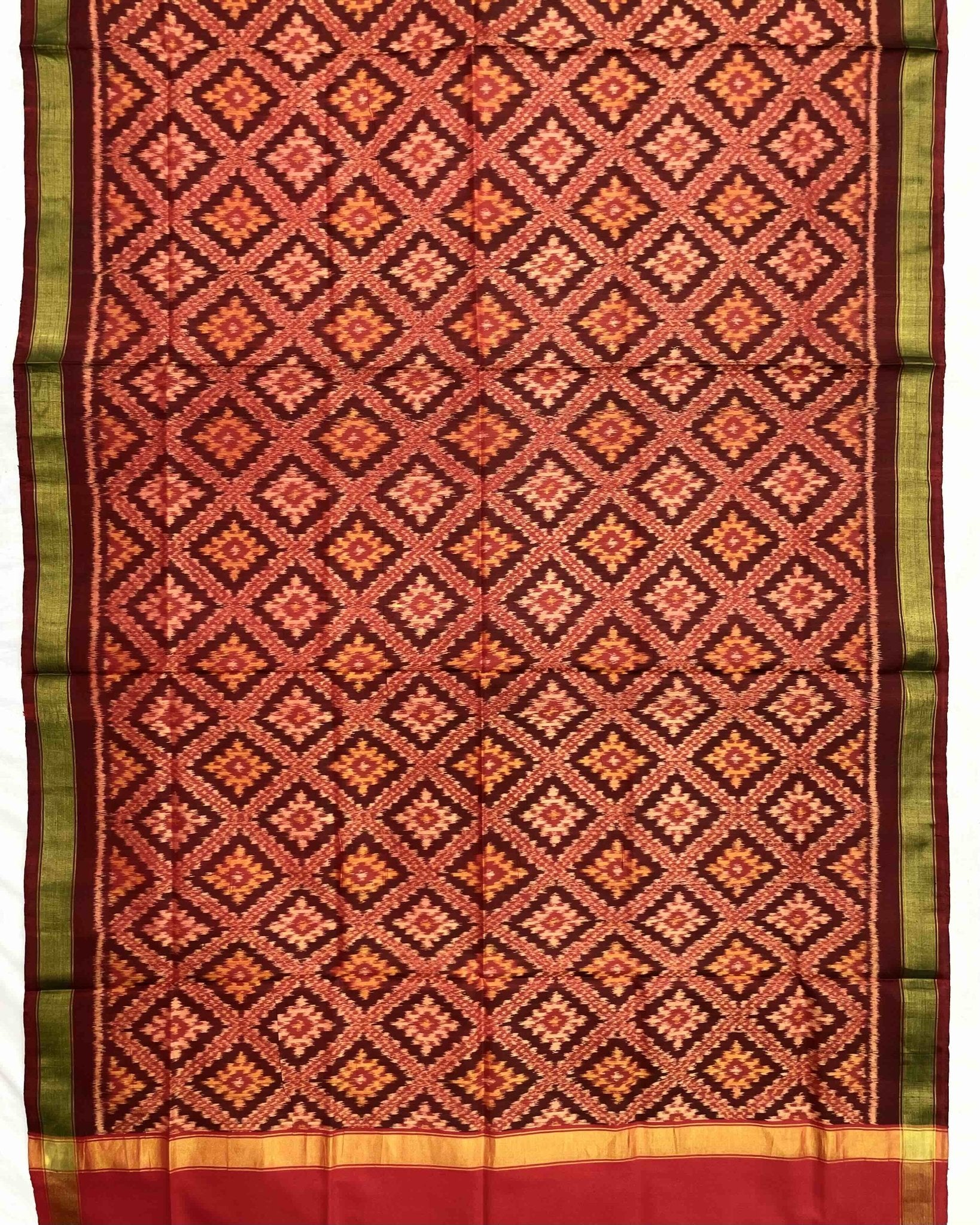 Maroon Red Panchanda Patola Dupatta - SindhoiPatolaArt