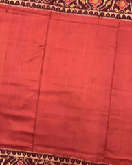 Maroon & Red Plain Raw Silk Patola Saree - SindhoiPatolaArt