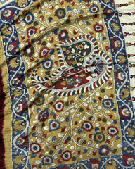 Maroon & Red Shaded Muga Silk Pen Kamalkari Bandhani Saree - SindhoiPatolaArt