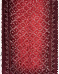 Maroon & Red Shaded Muga Silk Pen Kamalkari Bandhani Saree - SindhoiPatolaArt