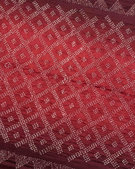 Maroon & Red Shaded Muga Silk Pen Kamalkari Bandhani Saree - SindhoiPatolaArt