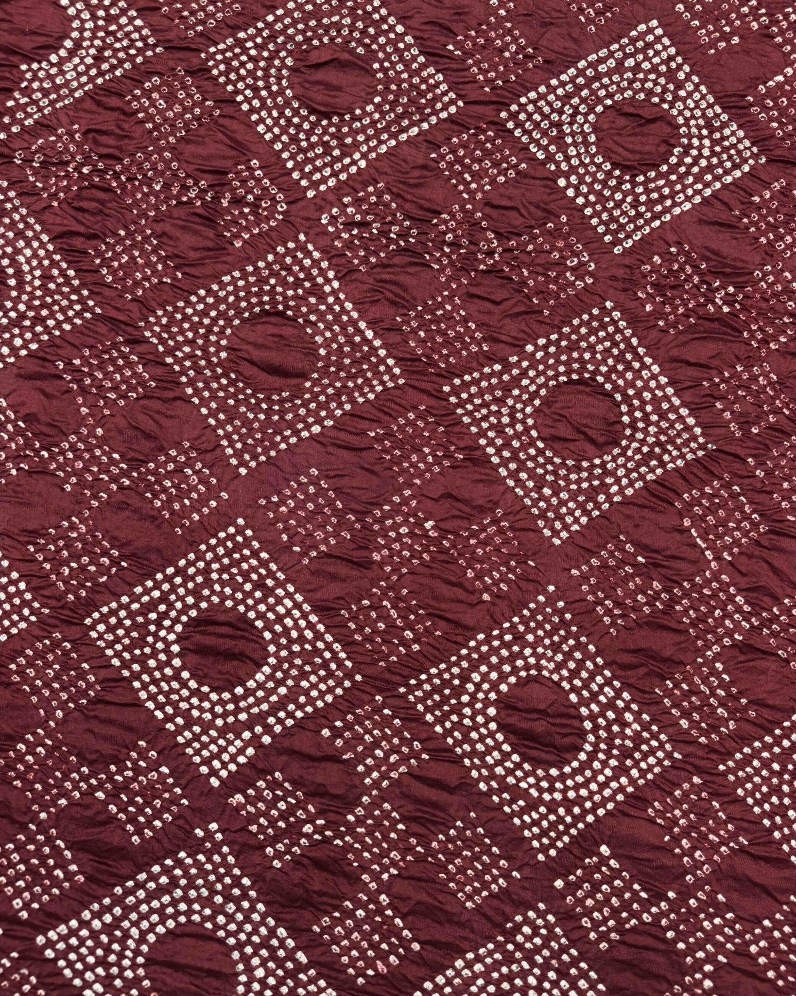 Maroon & Red Shaded Muga Silk Pen Kamalkari Bandhani Saree - SindhoiPatolaArt