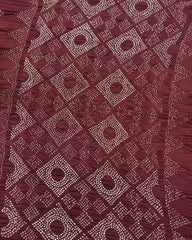 Maroon & Red Shaded Muga Silk Pen Kamalkari Bandhani Saree - SindhoiPatolaArt