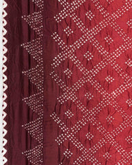 Maroon & Red Shaded Muga Silk Pen Kamalkari Bandhani Saree - SindhoiPatolaArt