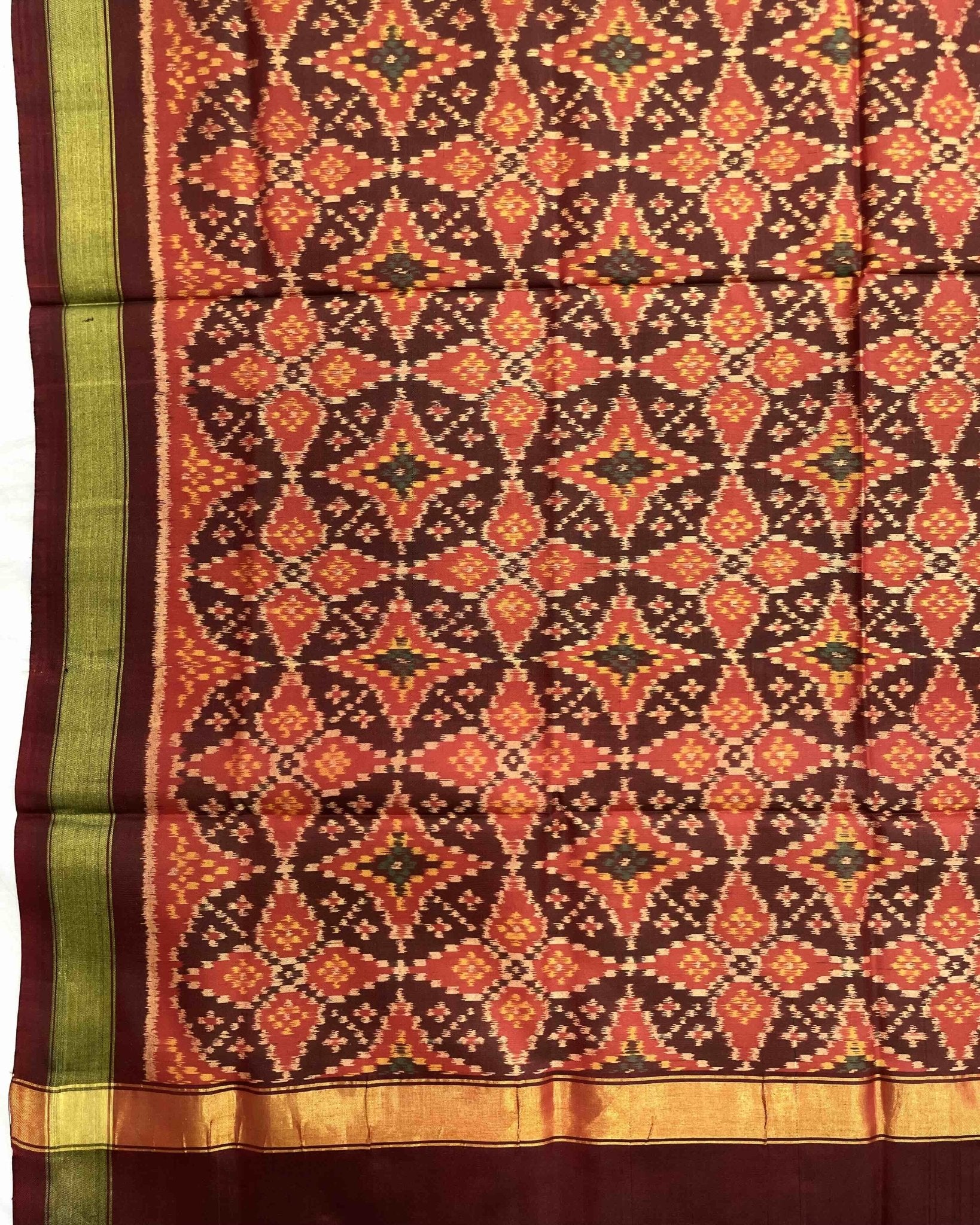 Maroon & Red Solsitara Design Patola Dupatta - SindhoiPatolaArt