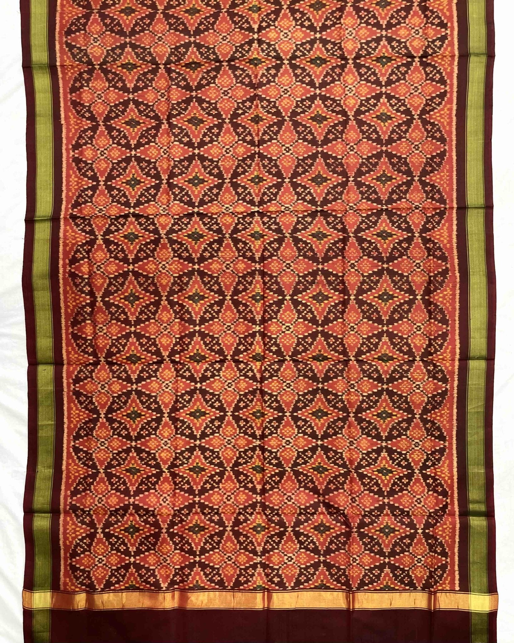 Maroon & Red Solsitara Design Patola Dupatta - SindhoiPatolaArt